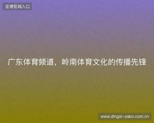 广东体育频道，岭南体育文化的传播先锋